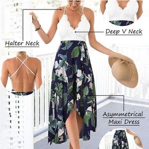 Blooming Jelly Open Back High-Low Floral Maxi Dress